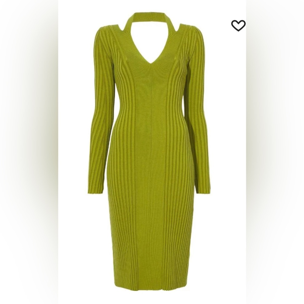 💚NWT Proenza Schouler Halter Neck Ribbed Knit Dress midi - green